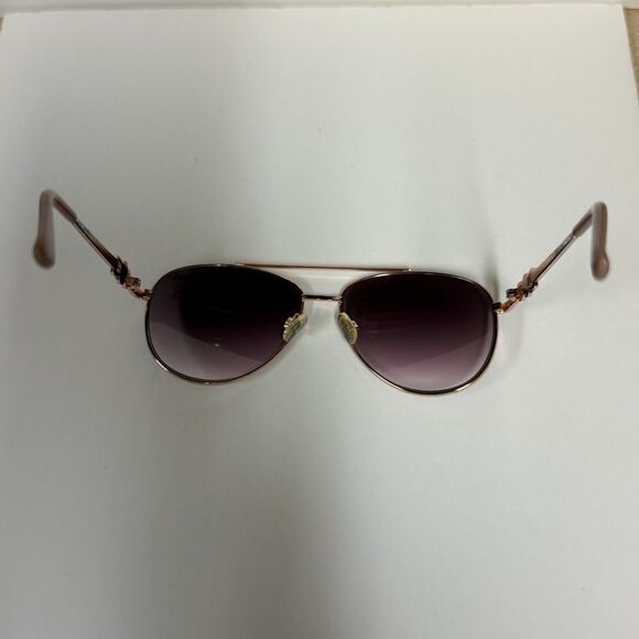 Judith Leiber Aviator Sunglasses Rose Gold Pink Gradient Crystal Accent JL